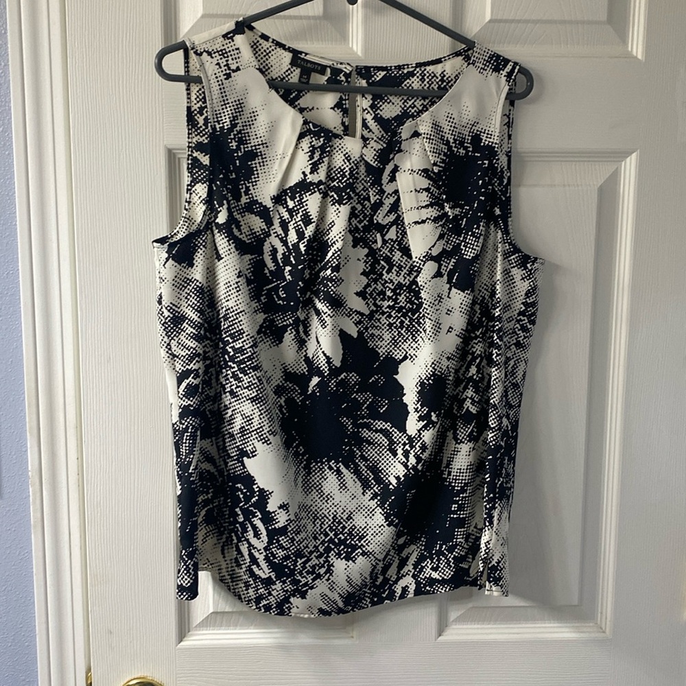 Talbots Black and White Floral Blouse